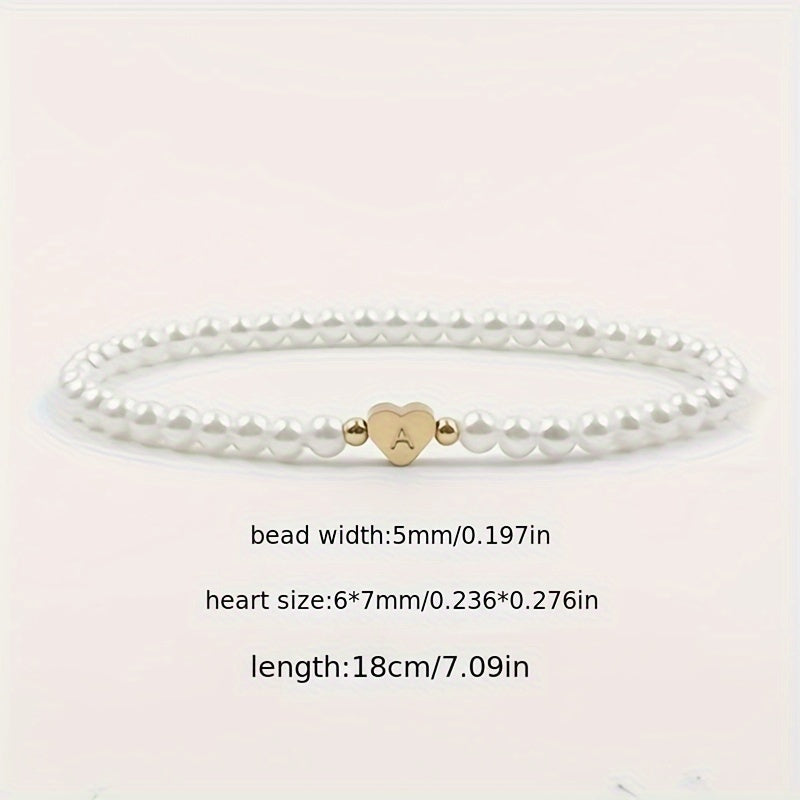 Chic A-Z Initial Bracelet with Heart Charm