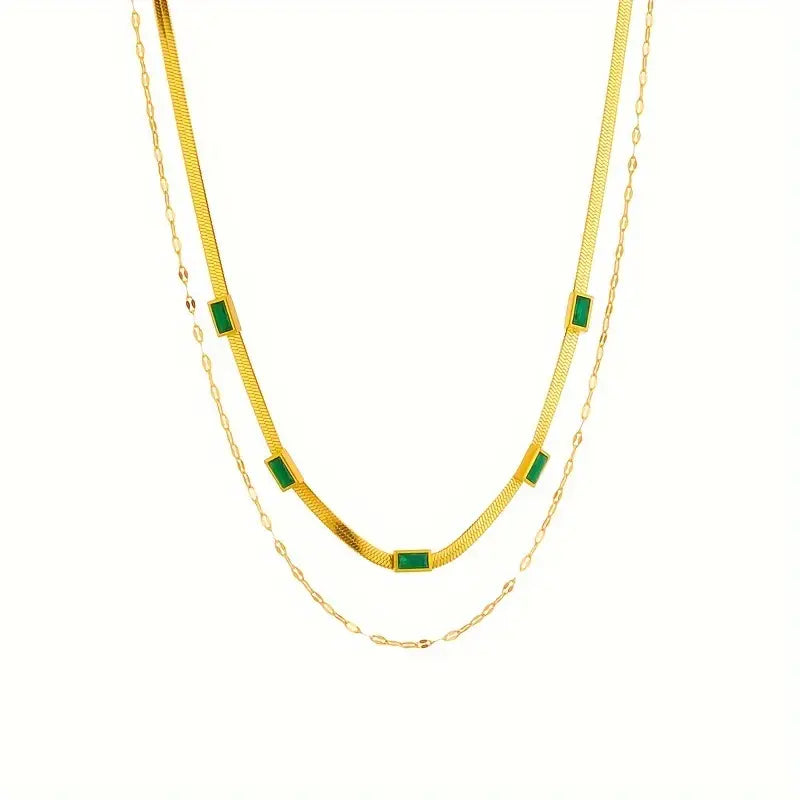 Sorella Gem Retro Double-Layer Necklace