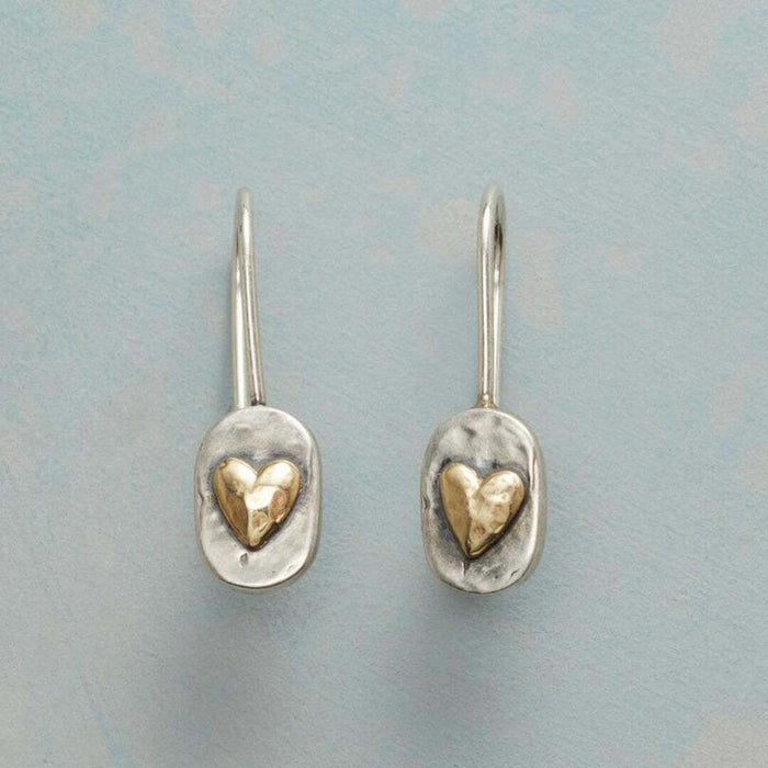 Vintage Gold Heart Inlay Earrings