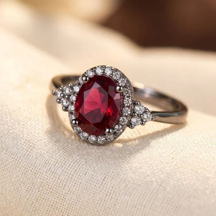 Ruby Halo Ring – Silver