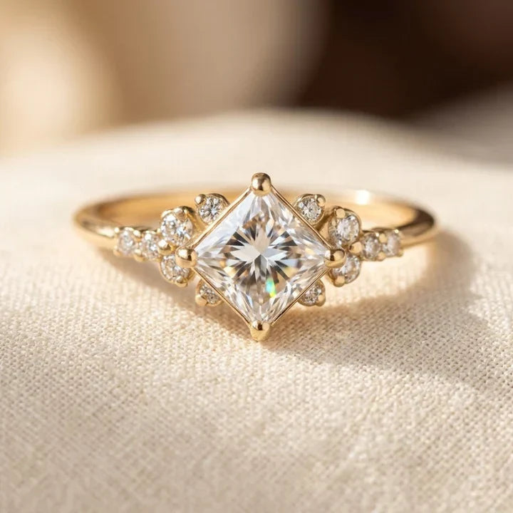 Square Solitaire Ring – Gold