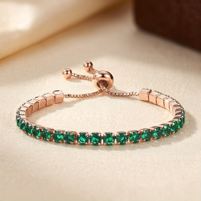 Adjustable Emerald Tennis Bracelet – Gold