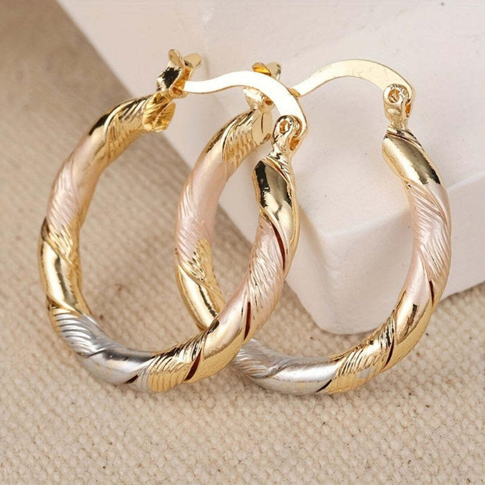 Vintage Round Hoop Earrings – Gold, Silver & Rose Tone