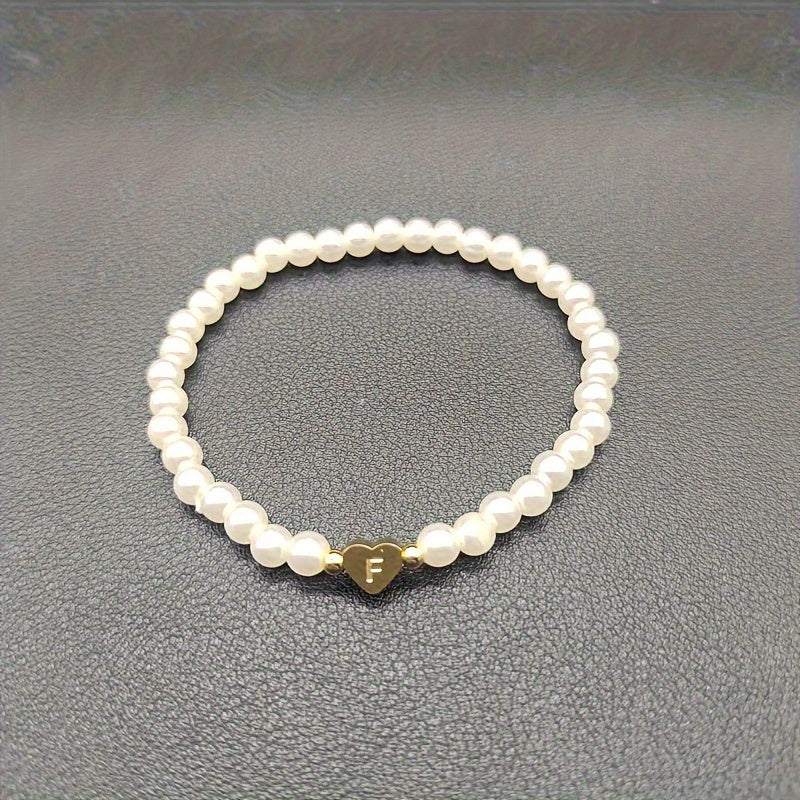 Chic A-Z Initial Bracelet with Heart Charm