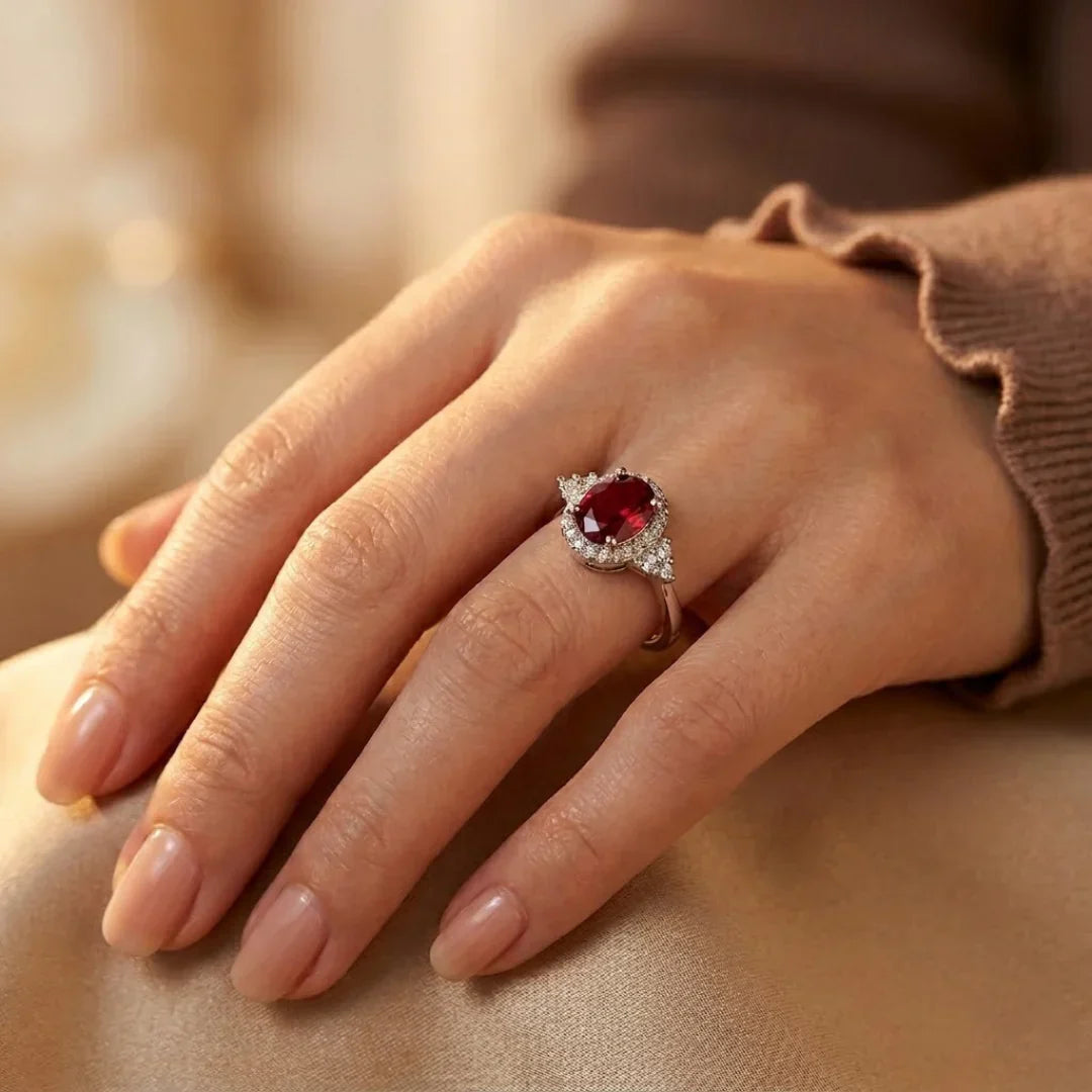 Ruby Halo Ring – Silver