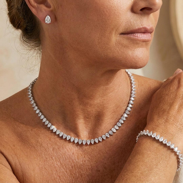 Complete Bridal Set with Round Clear Cubic Zirconia
