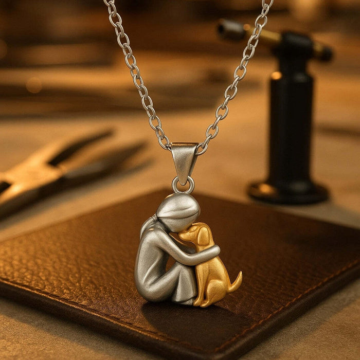 Forever In Your Heart Dog Hug Pendant Necklace
