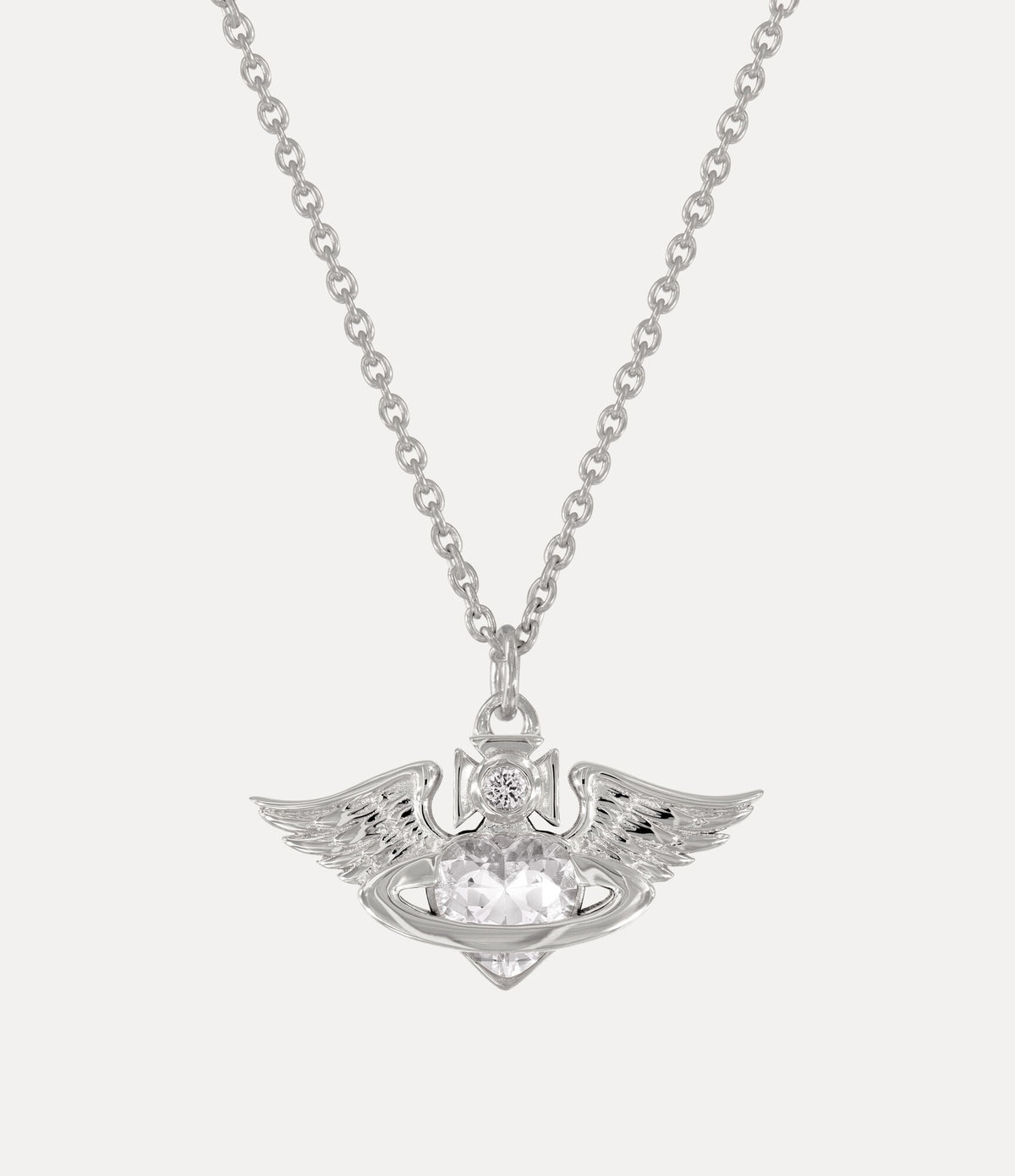 Winged Heart Crystal Orb Necklace