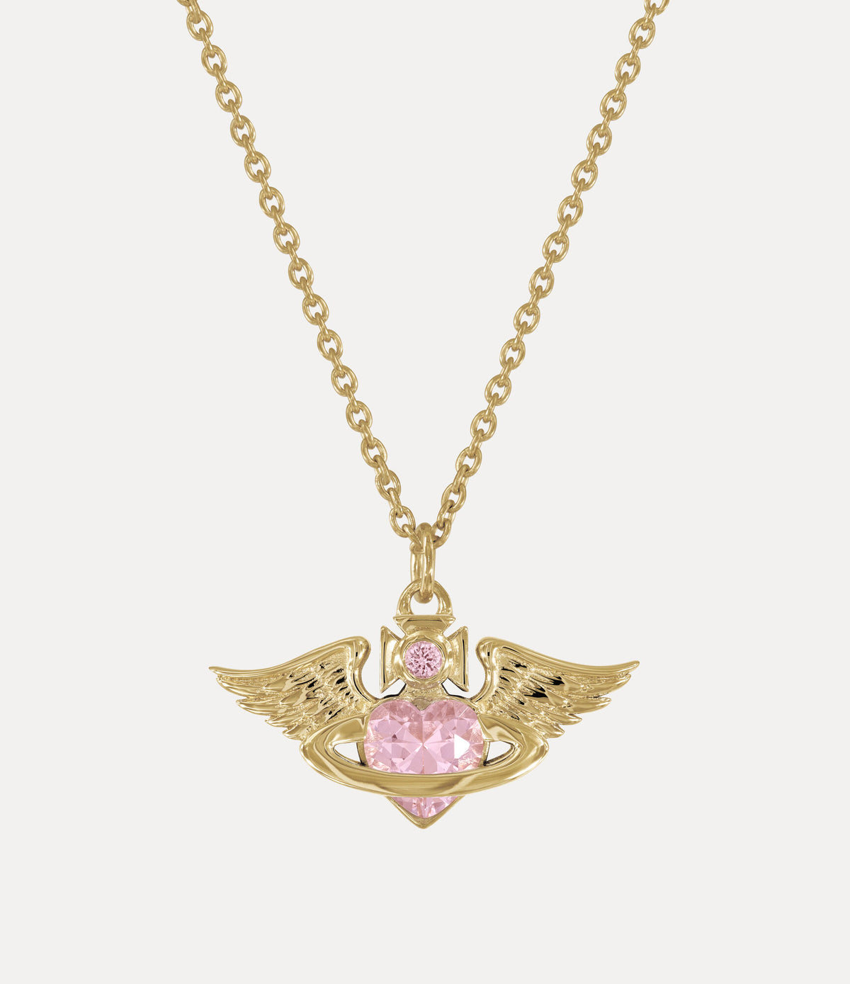 Winged Heart Crystal Orb Necklace