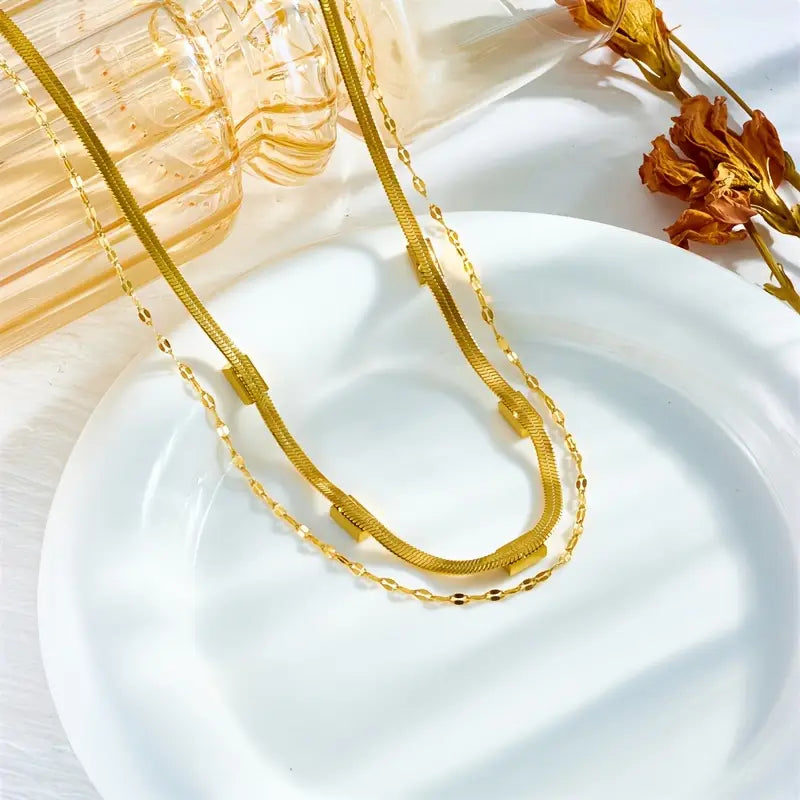 Sorella Gem Retro Double-Layer Necklace
