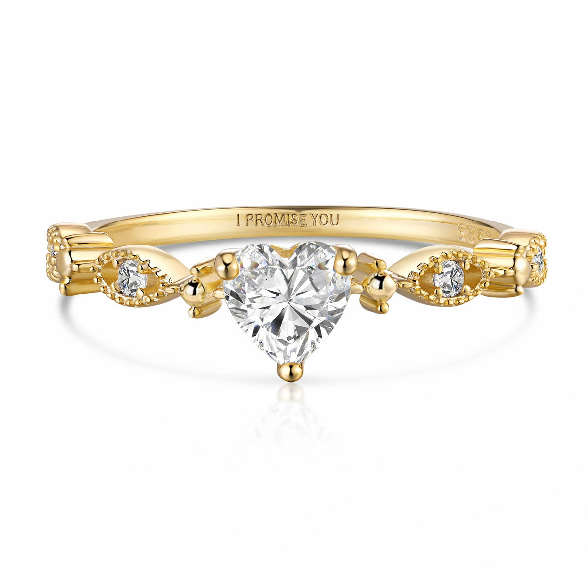 Gold Heart Crystal Promise Ring