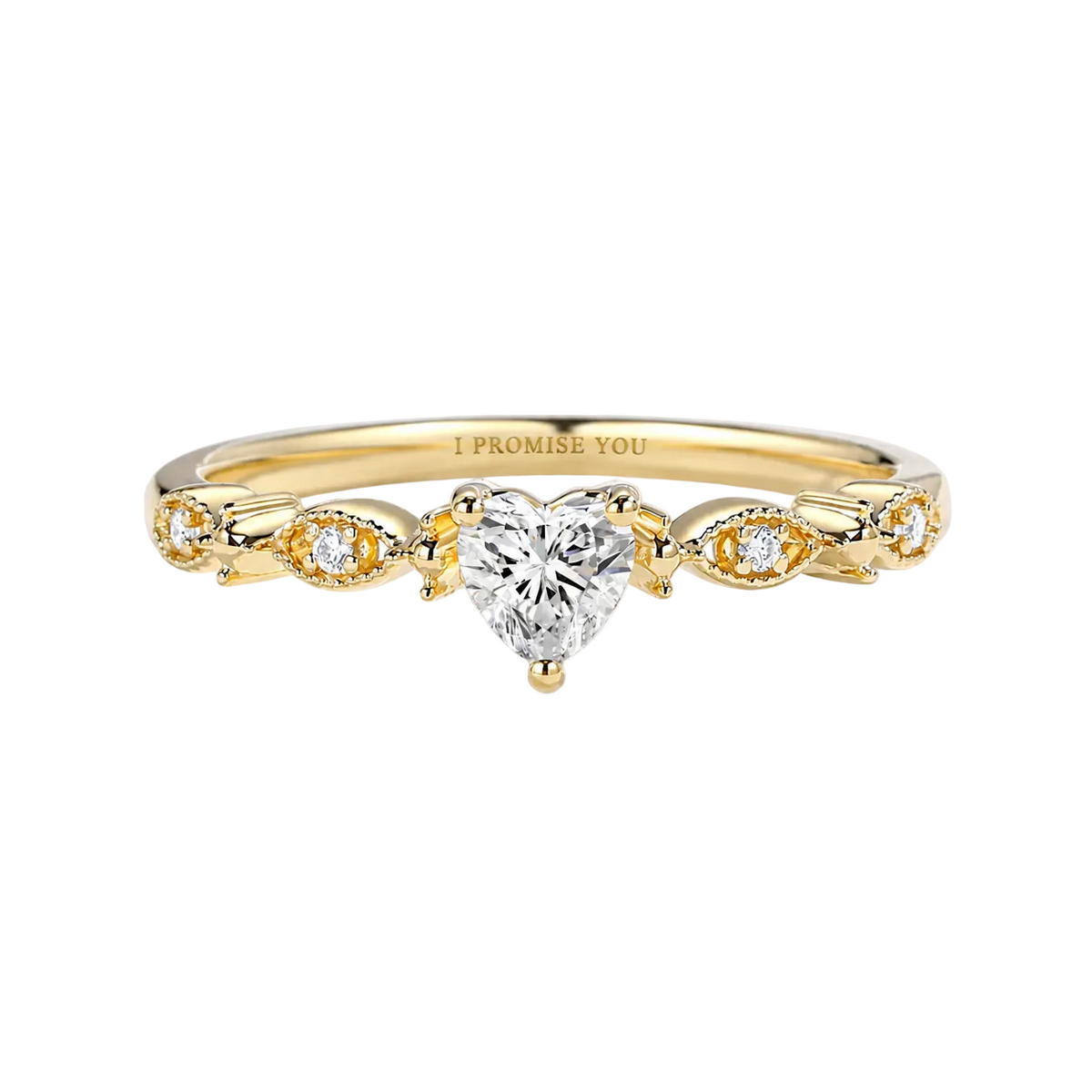 Gold Heart Crystal Promise Ring