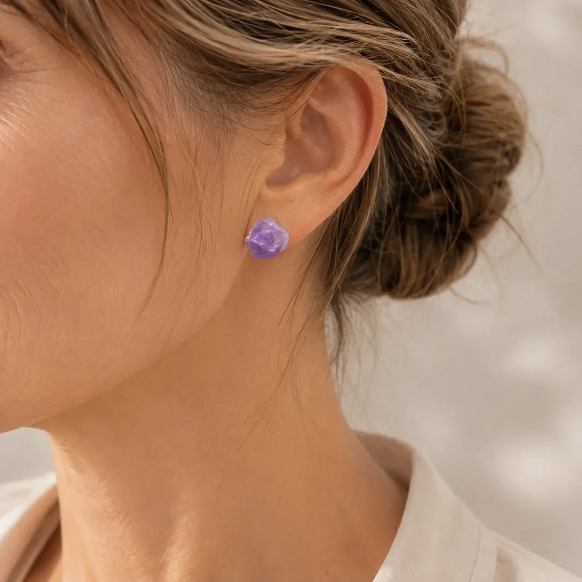 Abstract Crystal Amethyst Stud Earrings