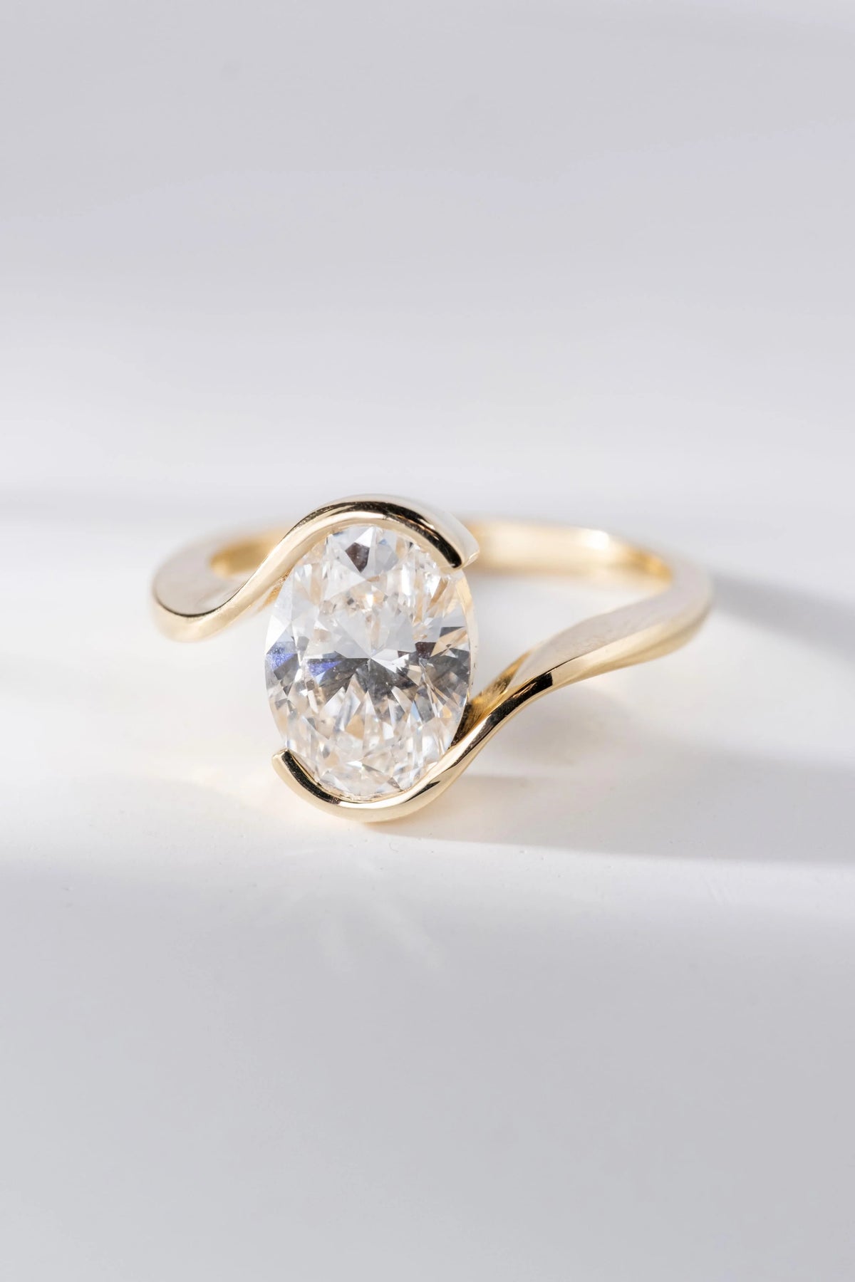 Gold Oval Crystal Bypass Ring