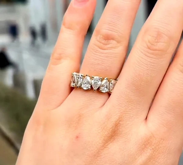 Gold Pear Crystal Eternity Ring