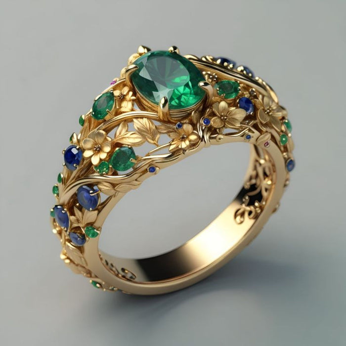 Luxe Emerald and Sapphire Ring