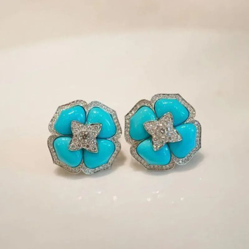 Delicate Turquoise Flower Earrings
