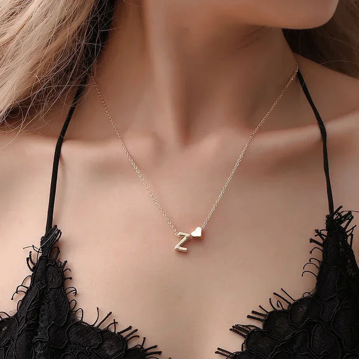 Elegant Gold Necklace with Heart Initial