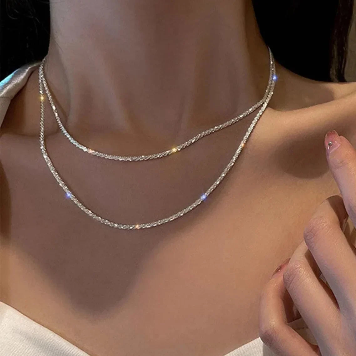 Double-Layer Crystal Necklace