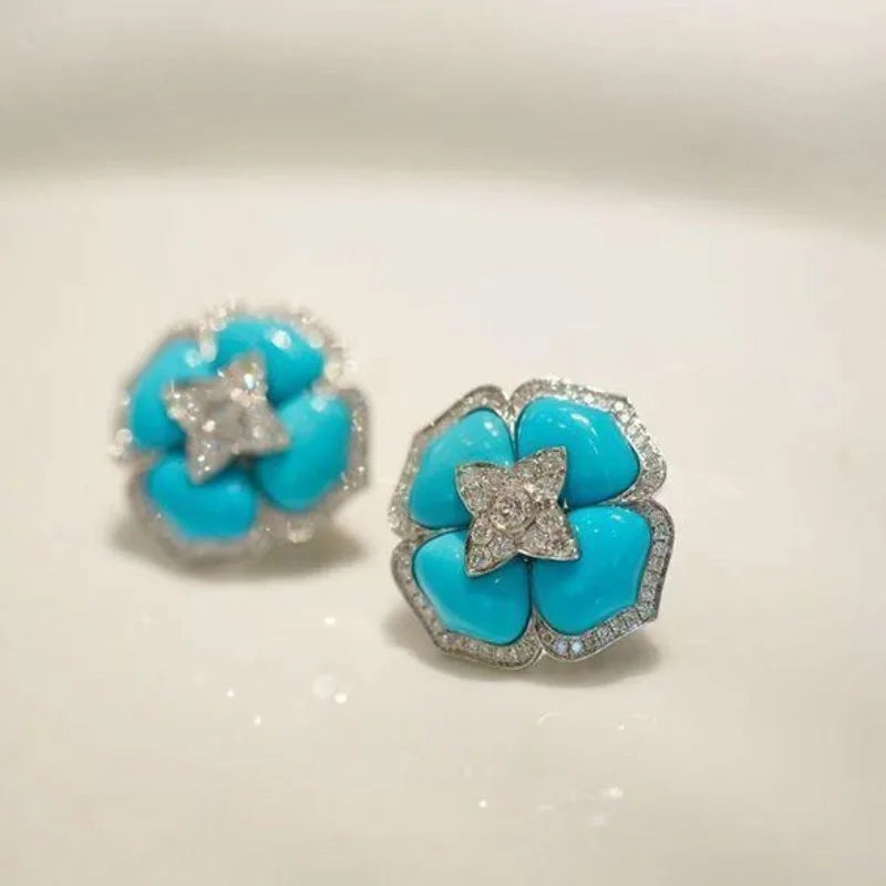 Delicate Turquoise Flower Earrings