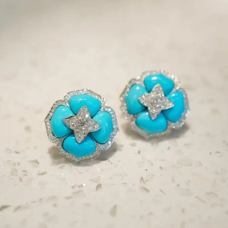 Delicate Turquoise Flower Earrings