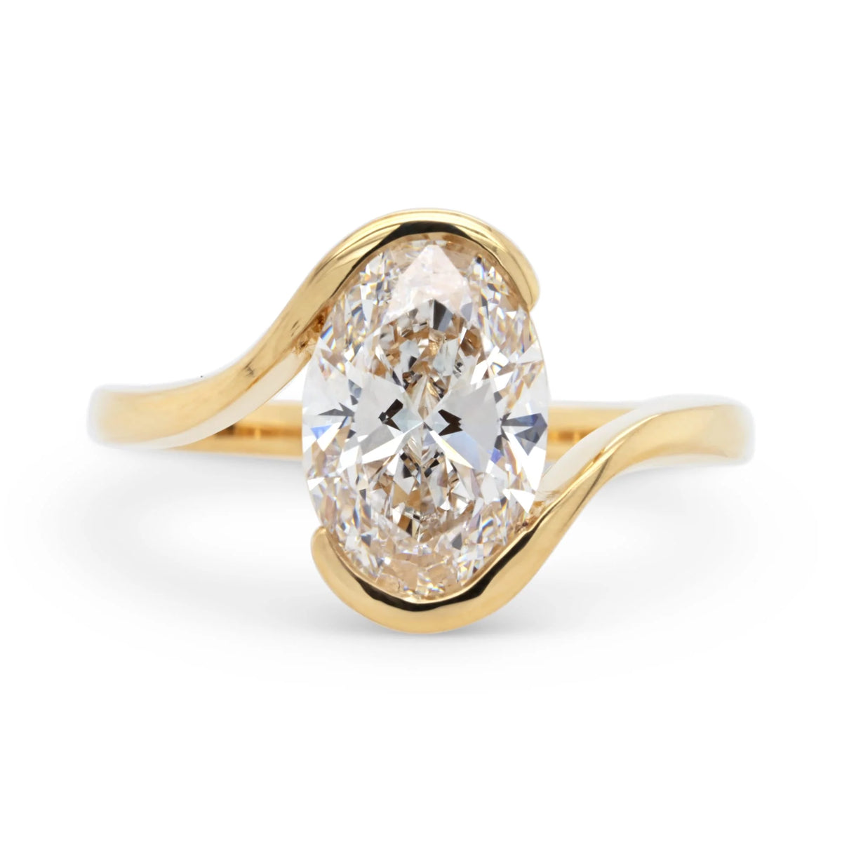 Gold Oval Crystal Bypass Ring