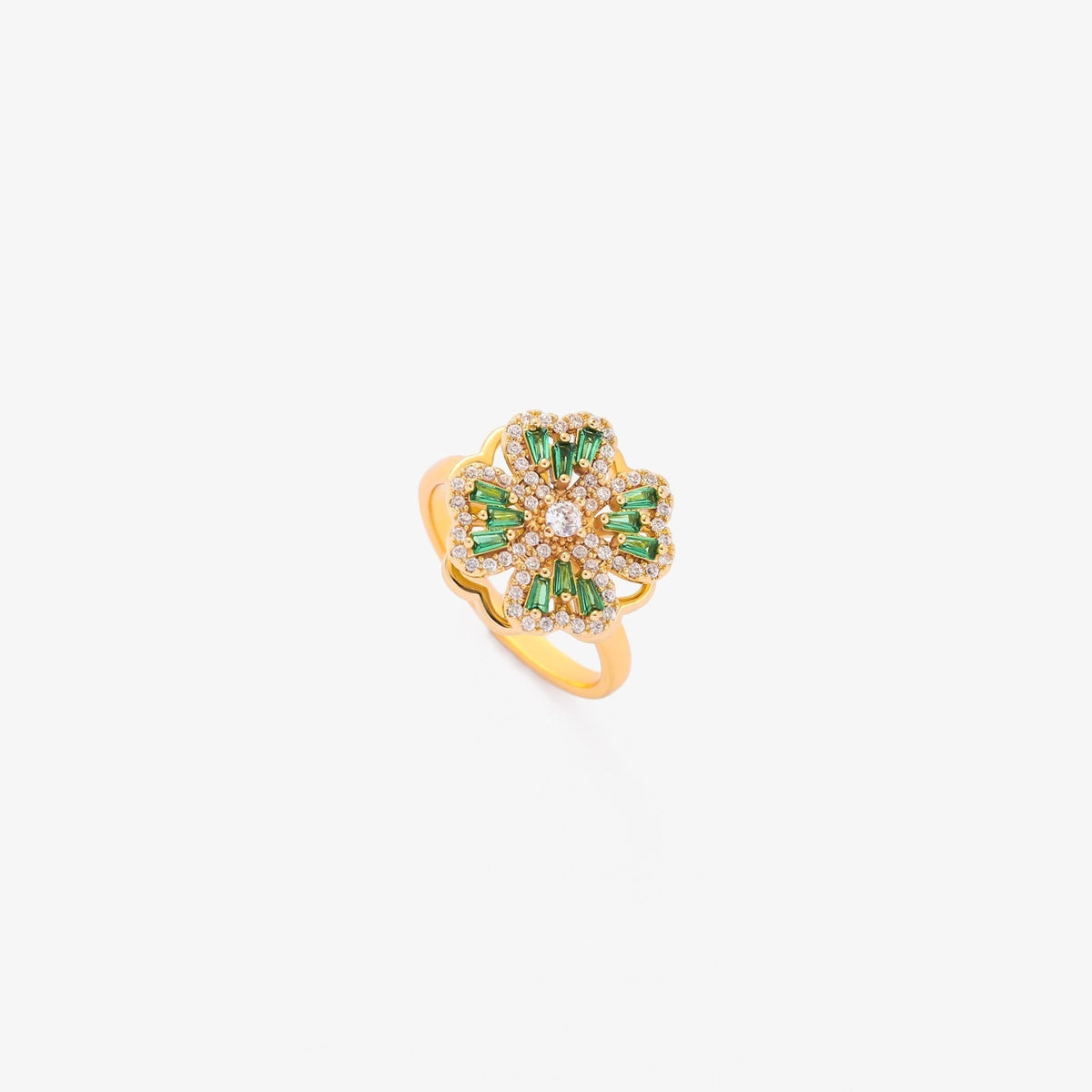 Emerald Clover Spinner Ring