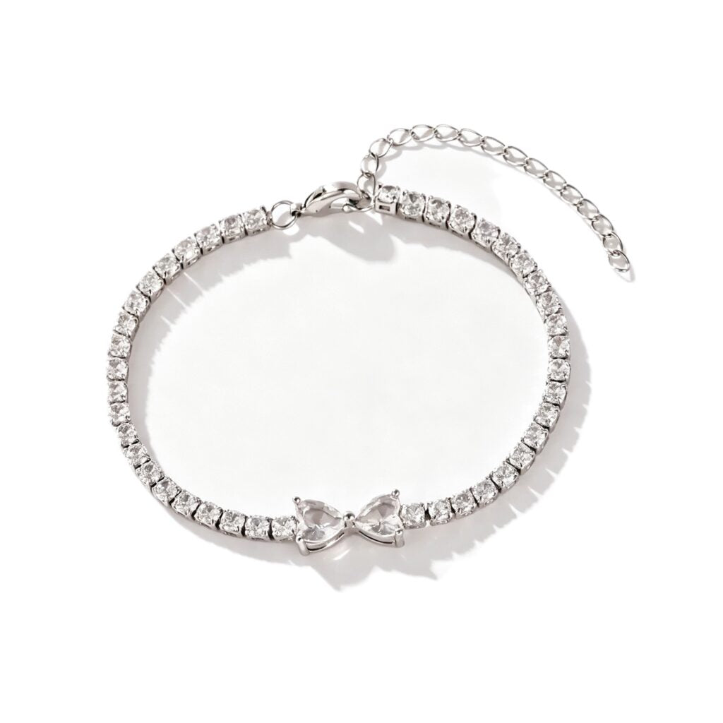 Sparkling Crystal Bow Tennis Bracelet