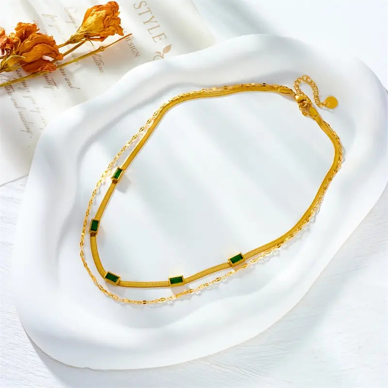 Sorella Gem Retro Double-Layer Necklace