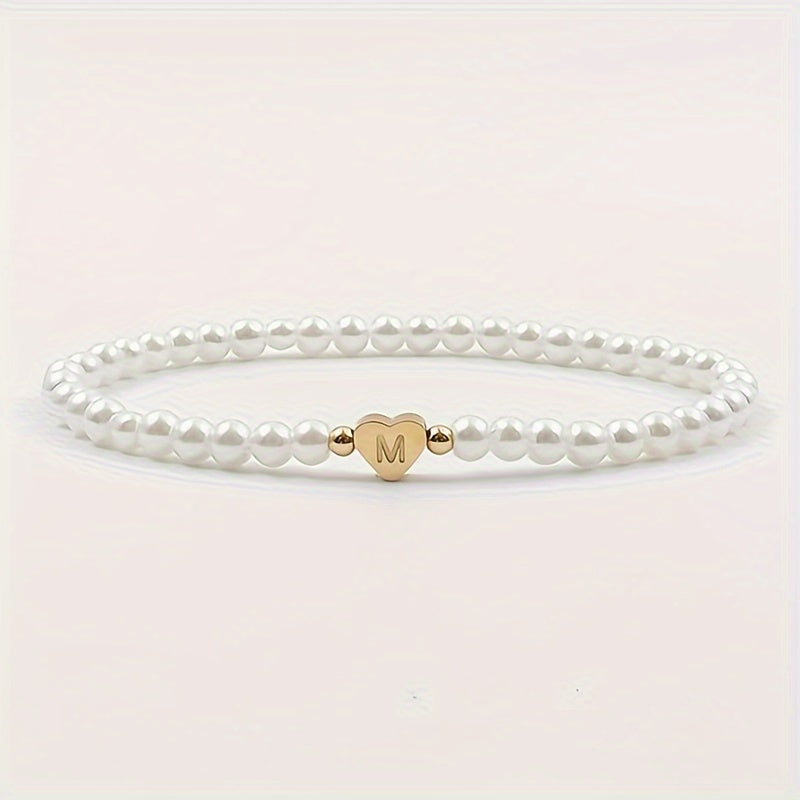 Chic A-Z Initial Bracelet with Heart Charm