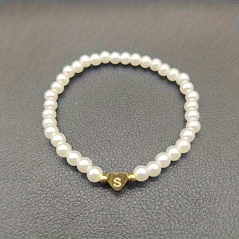 Chic A-Z Initial Bracelet with Heart Charm