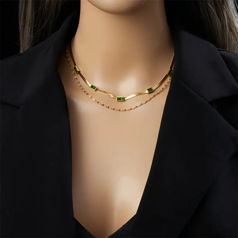 Sorella Gem Retro Double-Layer Necklace