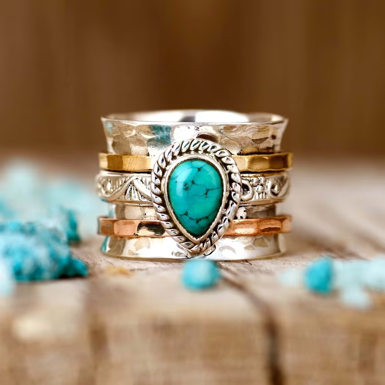 Sophisticated Inlaid Turquoise Ring