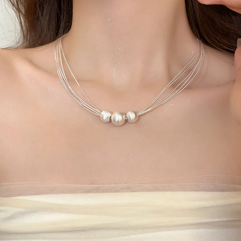 Elegant Layered White Pearl Necklace